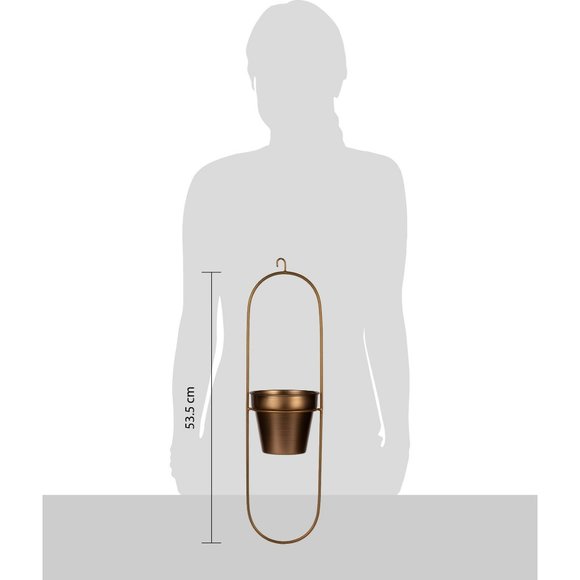 "Capsule" Oval Shaped Hanging Metal Planter in Gold Finish - Picture 4 of 6